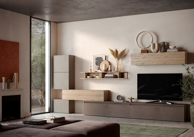 Lixus - Composizione soggiorno parete attrezzata con base tv e pensili - vari colori
