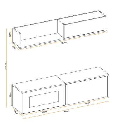 parete sospesa da soggiorno con camino elettrico
