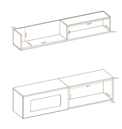 parete sospesa da soggiorno con camino elettrico