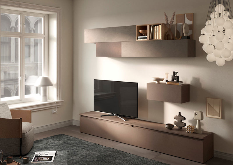 Ghana - Parete da terra living moderno con mobile tv e pensili - vari colori