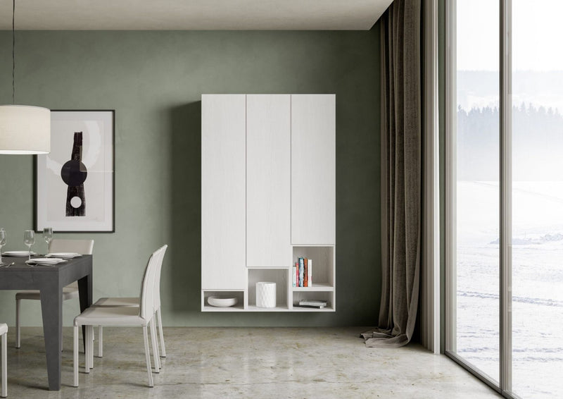 parete moderna living o ingresso in legno bianco frassino