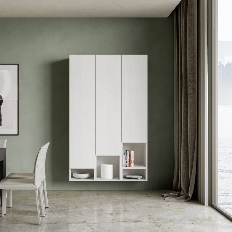 parete moderna living o ingresso in legno bianco frassino