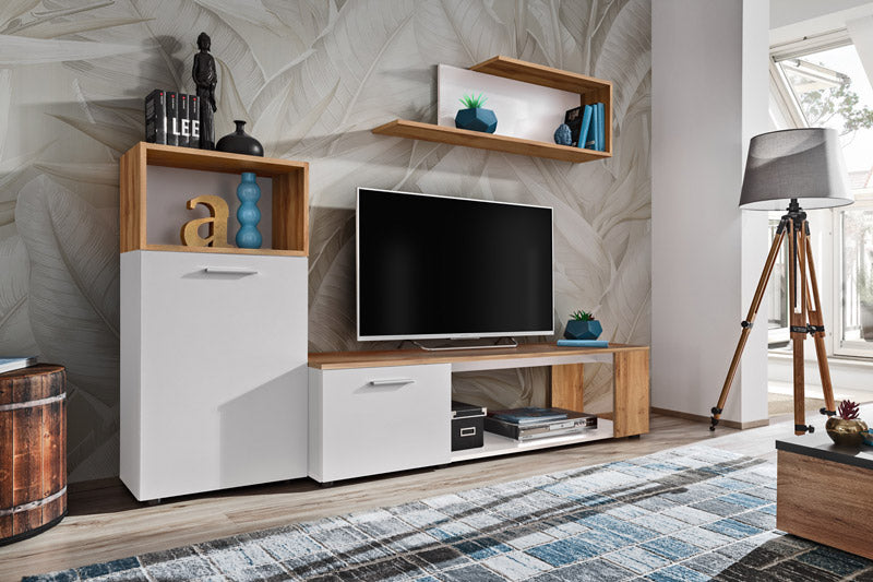 Nikita - Parete soggiorno moderno con mobile tv e mensola - vari colori