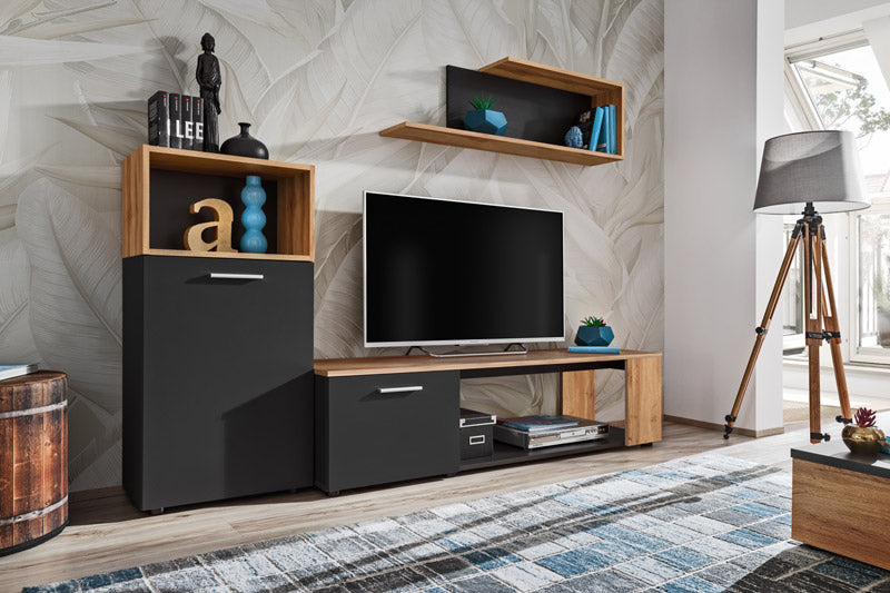 Nikita - Parete soggiorno moderno con mobile tv e mensola - vari colori