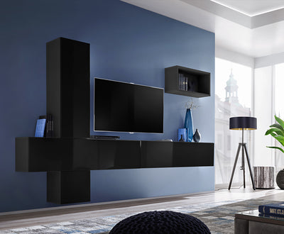 parete da soggiorno design moderno sospesa colore nero