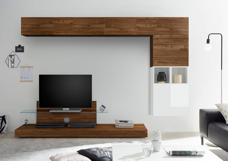 Naike - Parete design per soggiorno con porta tv e pensili sospesi - vari colori