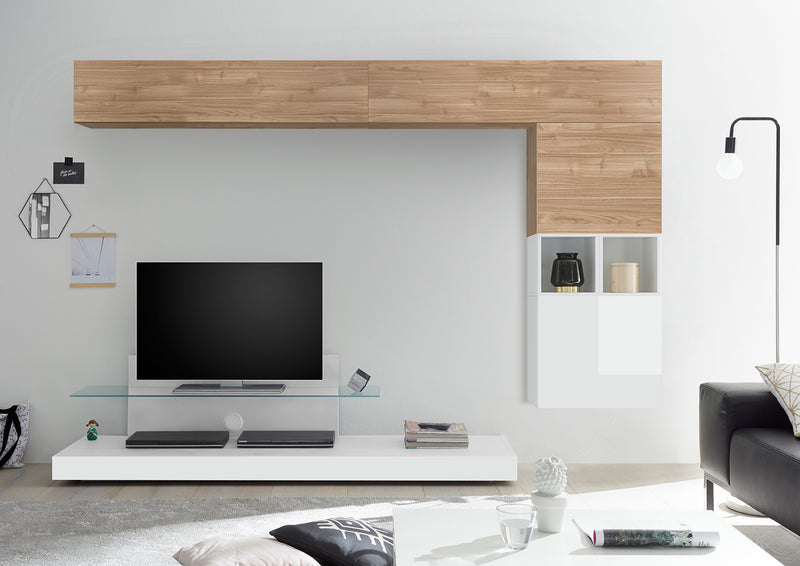 Naike - Parete design per soggiorno con porta tv e pensili sospesi - vari colori