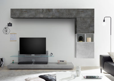 Naike - Parete design per soggiorno con porta tv e pensili sospesi - vari colori