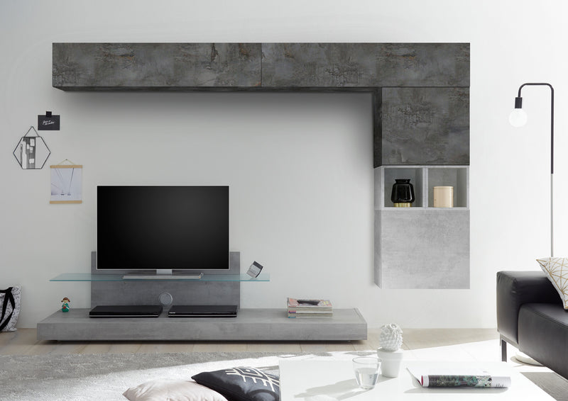 Naike - Parete design per soggiorno con porta tv e pensili sospesi - vari colori