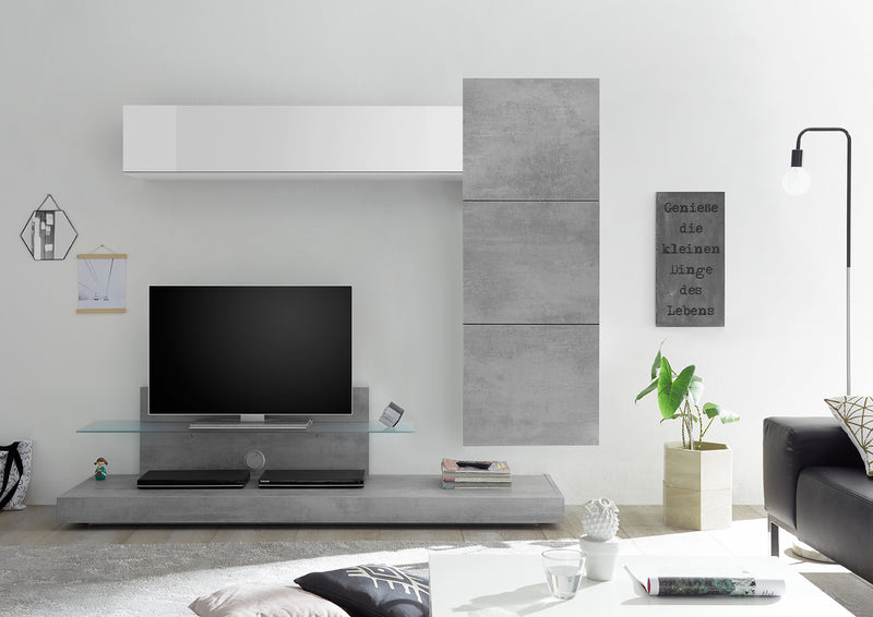 Omero - Parete living contemporanea con porta tv componibile - vari colori