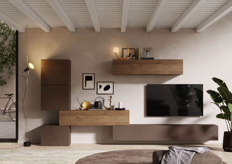 Arniston - Parete componibile per living moderna con pensili in legno - vari colori