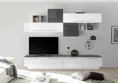 parete moderna bianco lucido cemento e grigio lucido