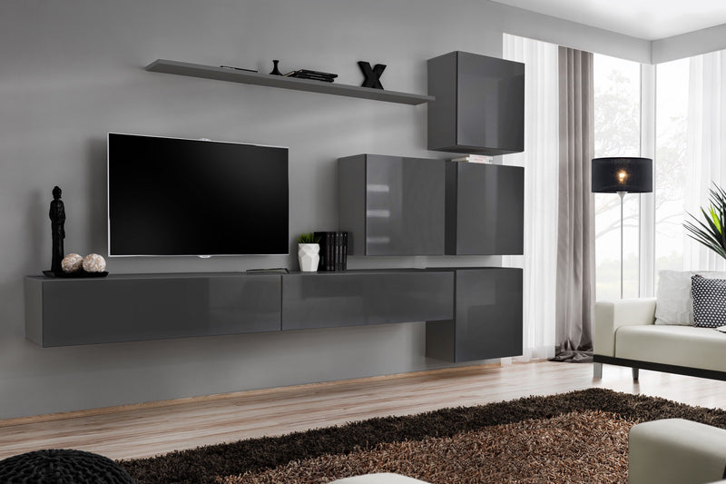 parete attrezzata design colore grigio