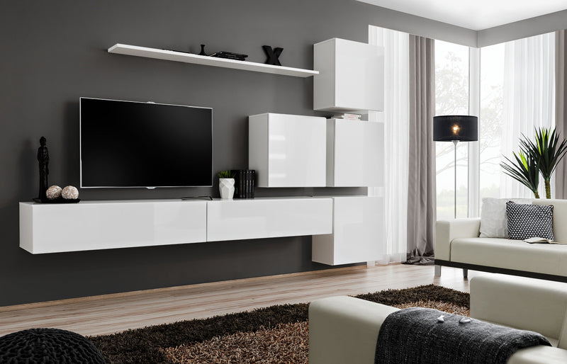 parete attrezzata design colore bianco