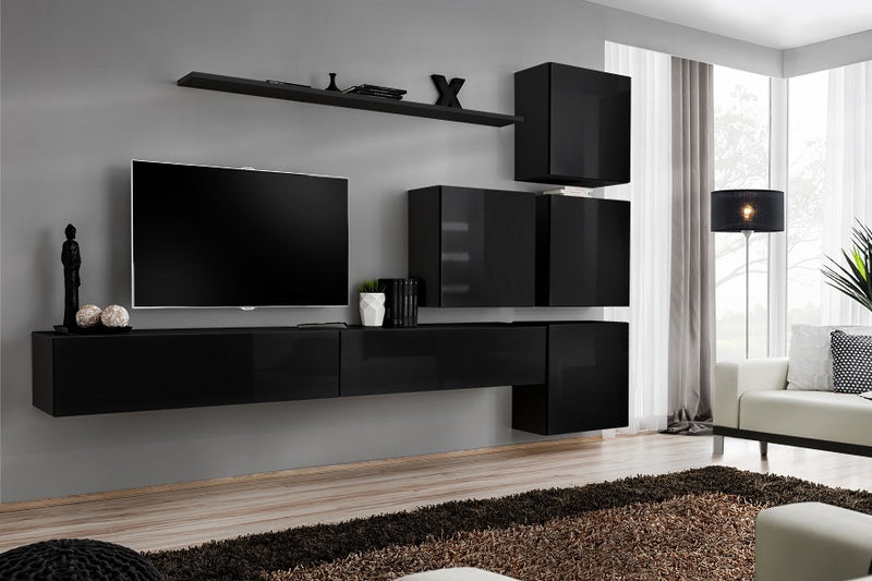 parete attrezzata design colore nero