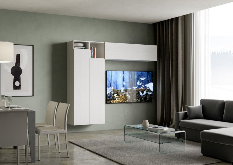 parete moderna in legno bianco frassino
