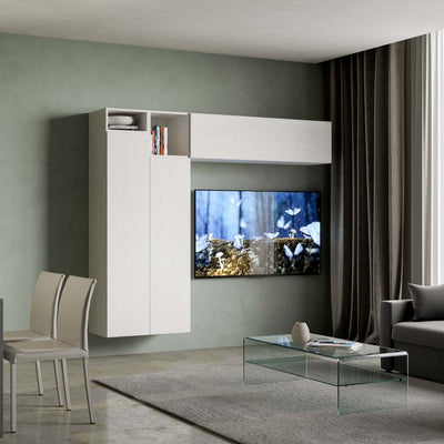 parete moderna in legno bianco frassino