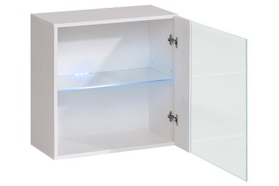 parete attrezzata moderna con vetrine colore bianco