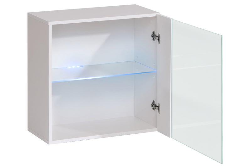 parete attrezzata moderna con vetrine colore bianco