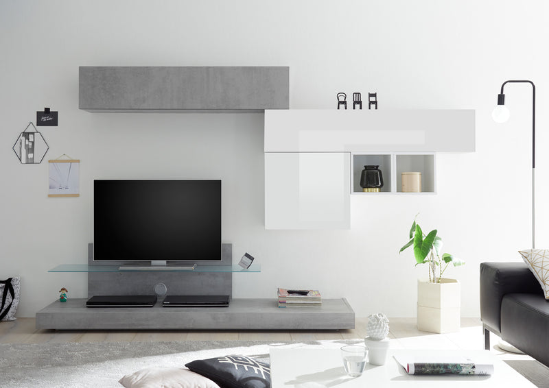 Nausica - Parete da soggiorno con porta tv design contemporaneo - vari colori