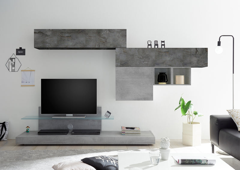 Nausica - Parete da soggiorno con porta tv design contemporaneo - vari colori