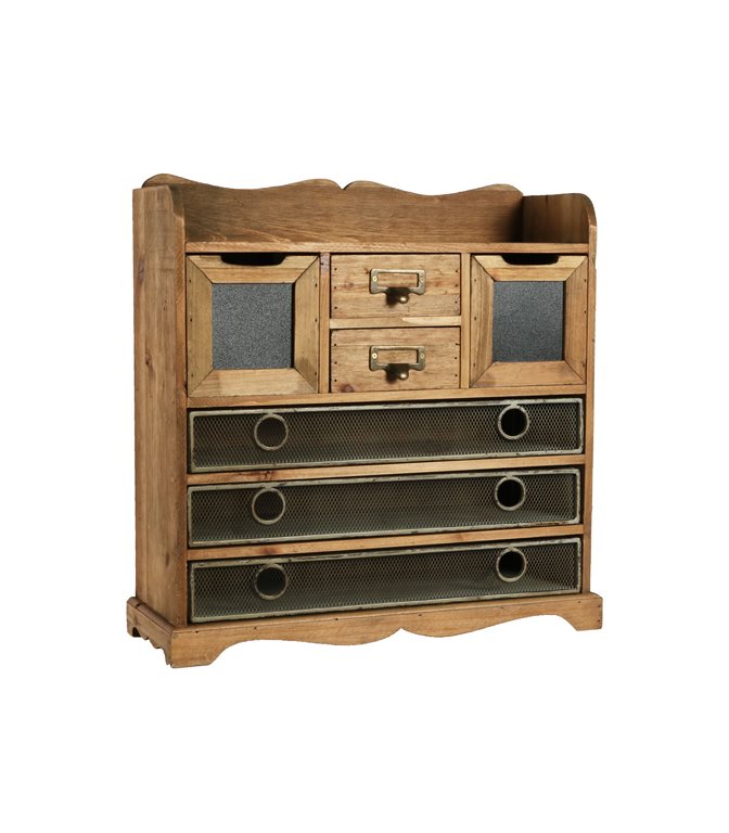 Pensile da muro in legno con cassetti vintage cm 45x16x44h