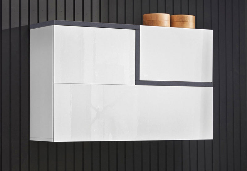 Rocky - Pensile da muro sospeso in legno 3 ante stile moderno cm 100x30x62h - vari colori