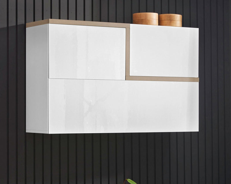Rocky - Pensile da muro sospeso in legno 3 ante stile moderno cm 100x30x62h - vari colori