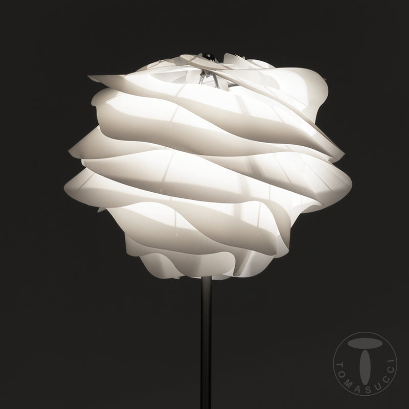 Piantana moderna asta in acciaio satinato paralume design colore bianco cm Ø 40x170h