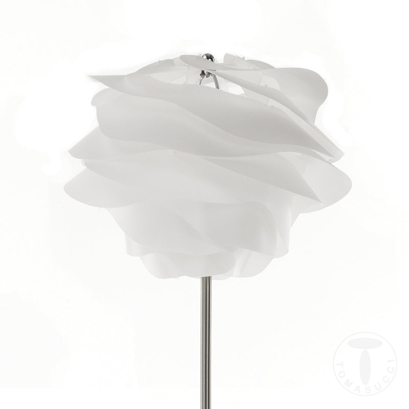 Piantana moderna asta in acciaio satinato paralume design colore bianco cm Ø 40x170h