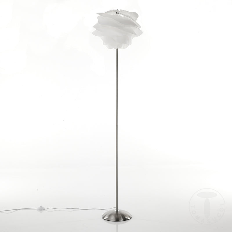 Piantana moderna asta in acciaio satinato paralume design colore bianco cm Ø 40x170h