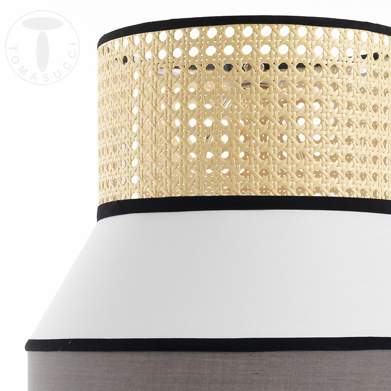 Lampada da terra in metallo paralume in tessuto e paglia di Vienna cm Ø 40x165h