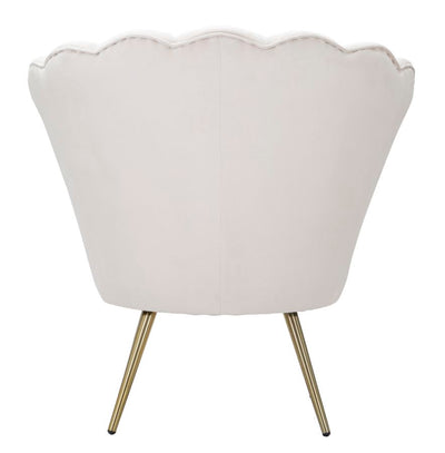 Poltrona moderna a forma di fiore rivestita in velluto colore crema cm 85x70x88h