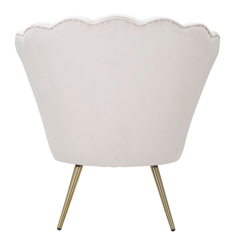 Poltrona moderna a forma di fiore rivestita in velluto colore crema cm 85x70x88h