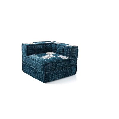 Poltrona chaise longue in cotone con fantasia blu cm 80x80x60h