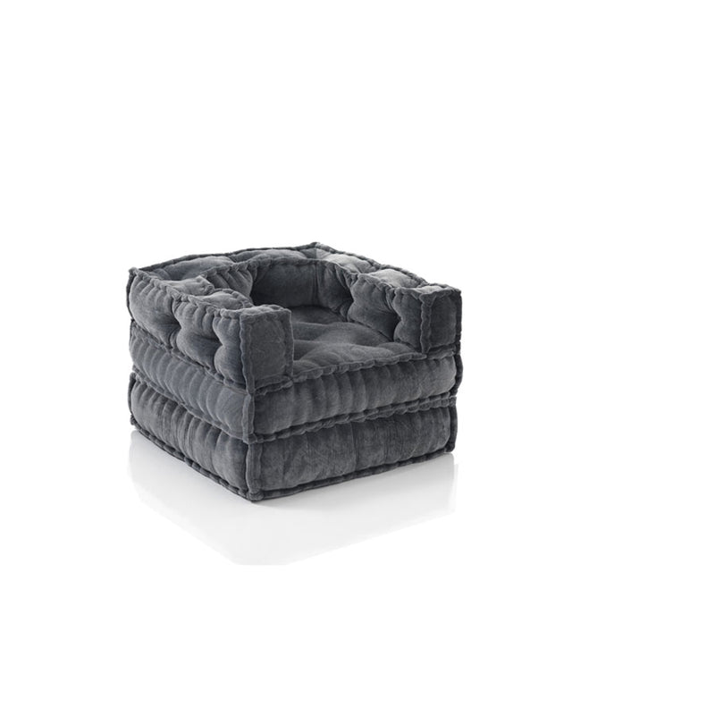 Poltrona chaise longue moderna in velluto colore grigio cm 80x80x60h