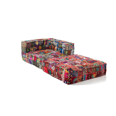 Poltrona da terra chaise longue in patchwork decorativo cm 80x80x60h