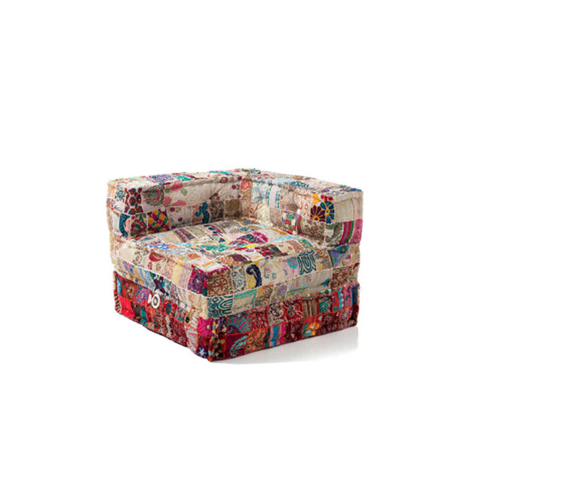 Poltrona componibile chaise longue in tessuto patchwork cm 80x80x60h