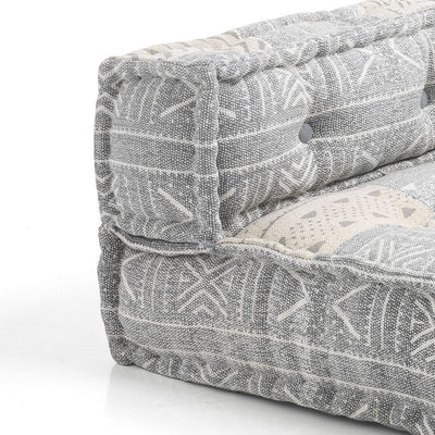 Poltrona chaise longue imbottita rivestita in cotone fantasia grigio cm 80x80x60h