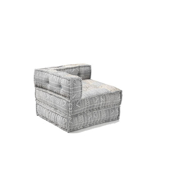 Poltrona chaise longue imbottita rivestita in cotone fantasia grigio cm 80x80x60h