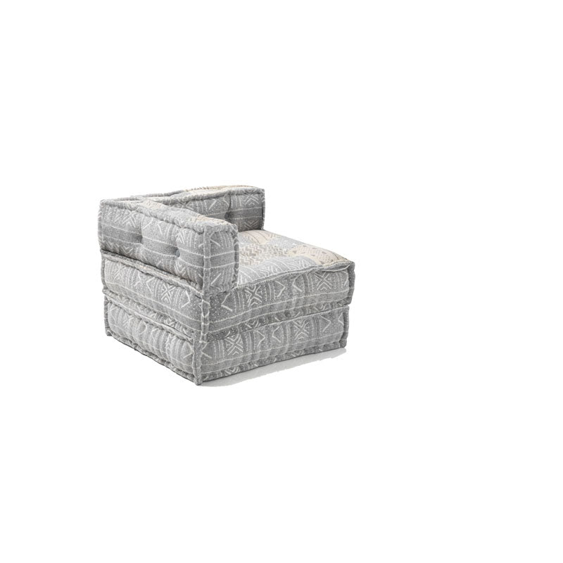 Poltrona chaise longue imbottita rivestita in cotone fantasia grigio cm 80x80x60h