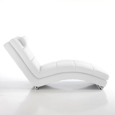 chaise lounge in similpelle colore bianco