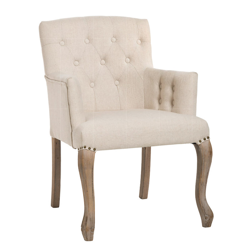 Poltrona imbottita stile classico rivestita in tessuto gambe in legno cm 58x63x87h