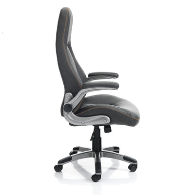 Poltrona da ufficio direzionale imbottita in similpelle colore grigio cm 72x65x119/125h