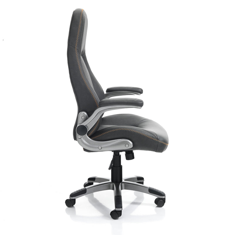 Poltrona da ufficio direzionale imbottita in similpelle colore grigio cm 72x65x119/125h