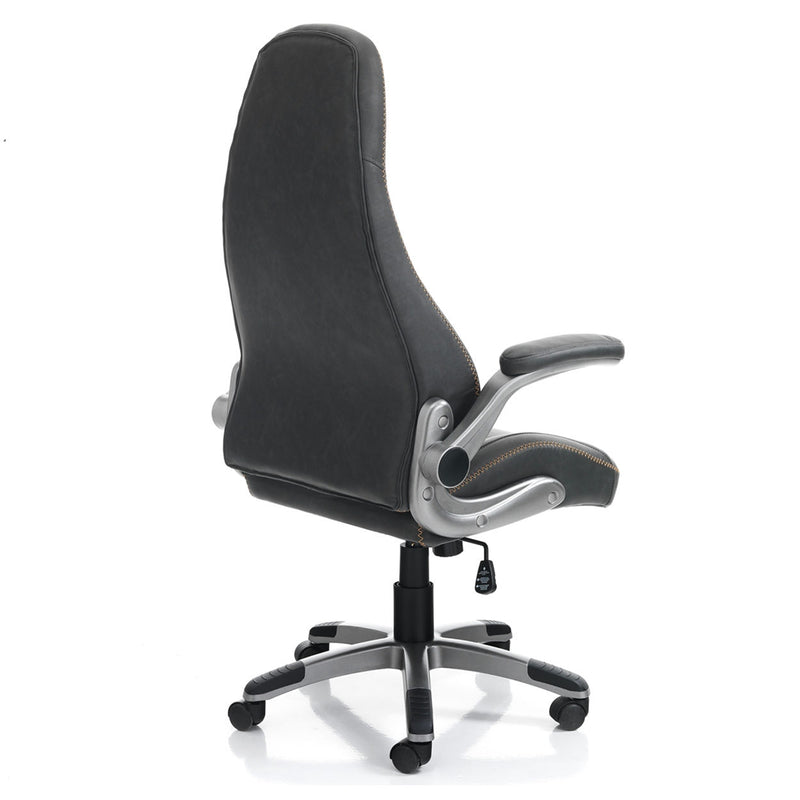 Poltrona da ufficio direzionale imbottita in similpelle colore grigio cm 72x65x119/125h
