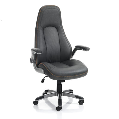 Poltrona da ufficio direzionale imbottita in similpelle colore grigio cm 72x65x119/125h
