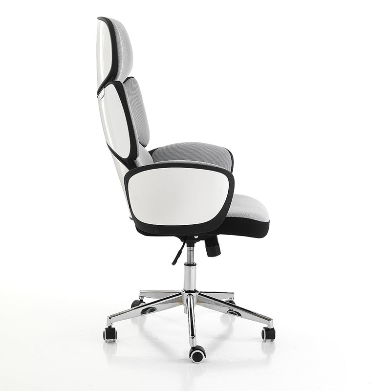 Poltrona ufficio in polipropilene e tessuto bianco e nero cm 64x69x119/129h