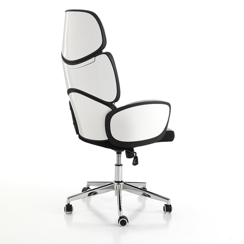 Poltrona ufficio in polipropilene e tessuto bianco e nero cm 64x69x119/129h