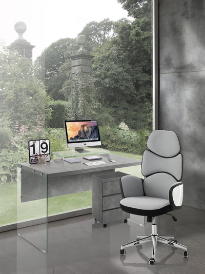 Poltrona ufficio in polipropilene e tessuto bianco e nero cm 64x69x119/129h